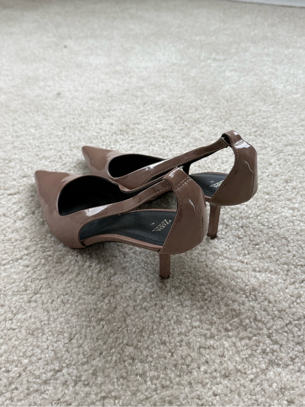 Zara Nude Patent Pointed-Toe Slingback Heels - Picture 3 of 3